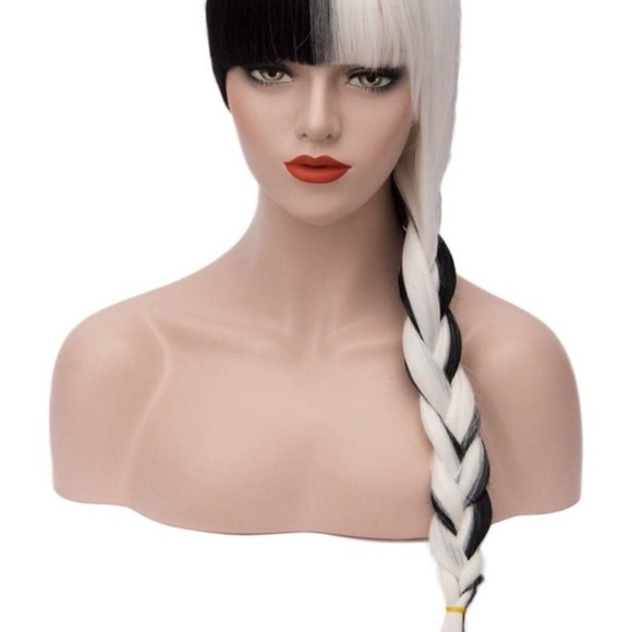 Cruella D. 32” ⚫️⚪️B& W Cosplay Synthetic Bang Wig main image 4